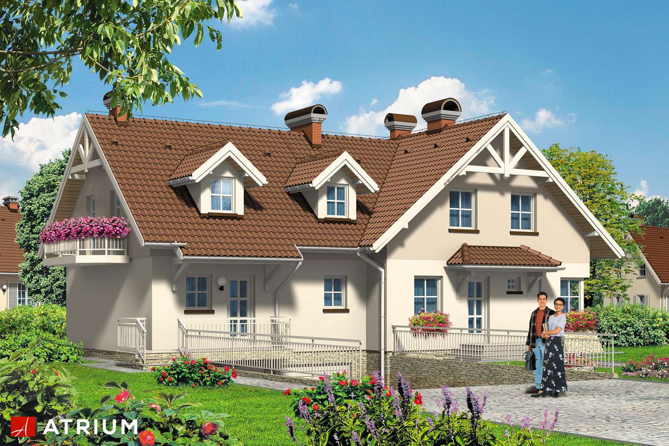 Projekty domów - Projekt domu z poddaszem DOBRA PARA - wizualizacja 1 - wersja lustrzana