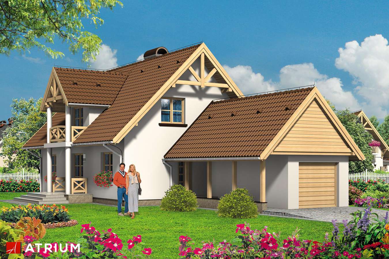 Projekty domów - Projekt domu z poddaszem RUMIANEK - wizualizacja 1 - wersja lustrzana