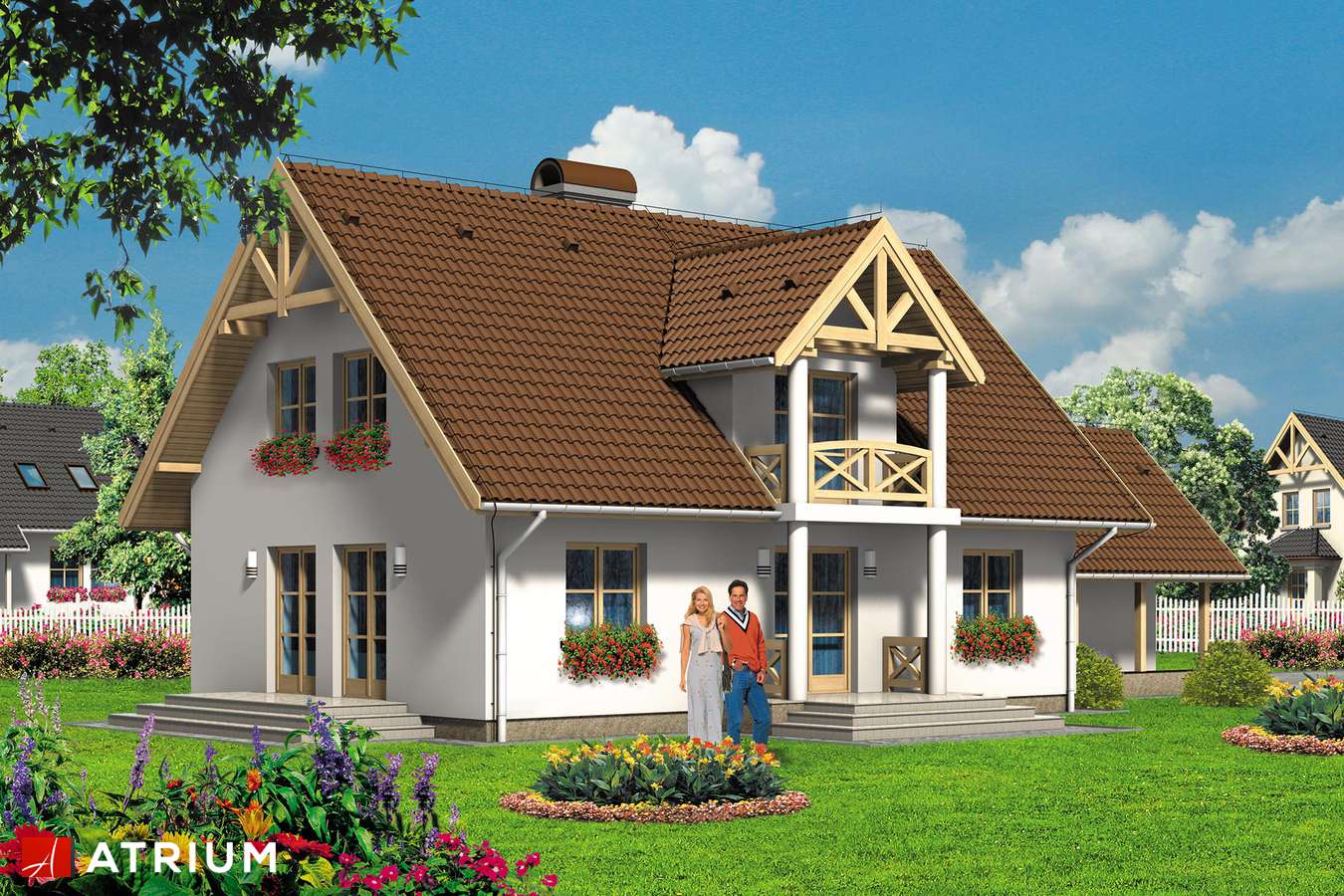 Projekty domów - Projekt domu z poddaszem RUMIANEK - wizualizacja 2 - wersja lustrzana