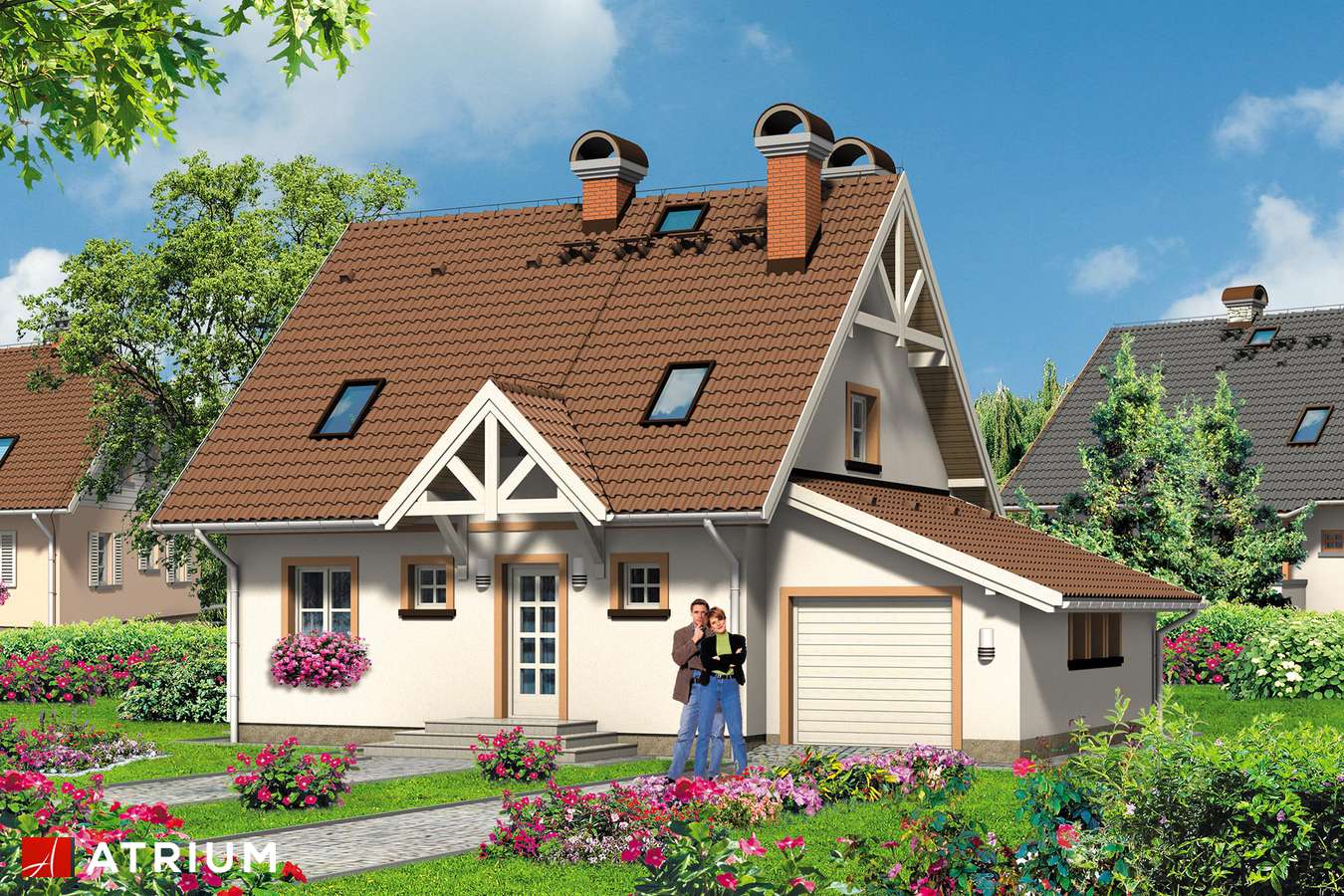 Projekty domów - Projekt domu z poddaszem LORUS - wizualizacja 1 - wersja lustrzana