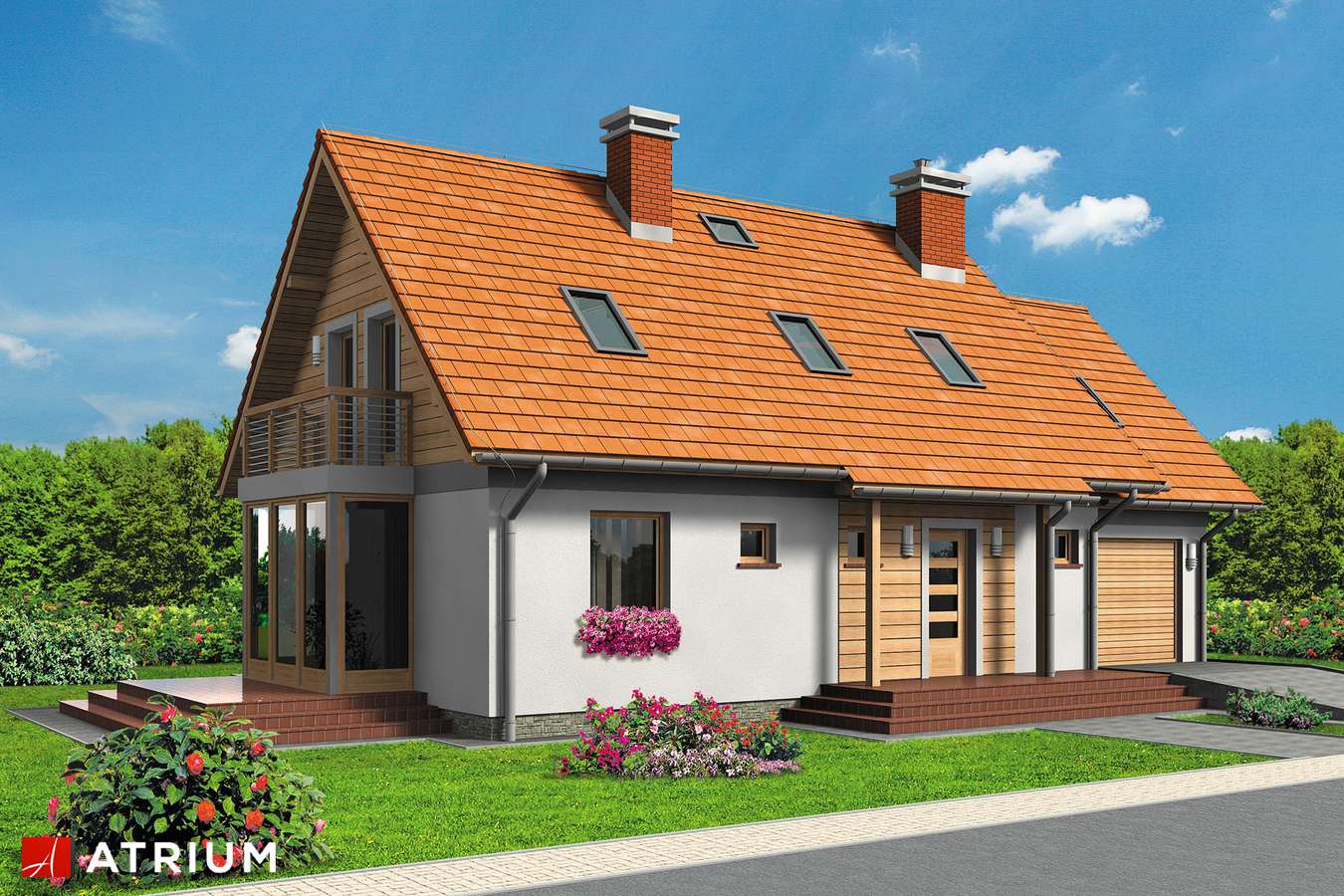 Projekty domów - Projekt domu z poddaszem DELFIN - wizualizacja 1 - wersja lustrzana