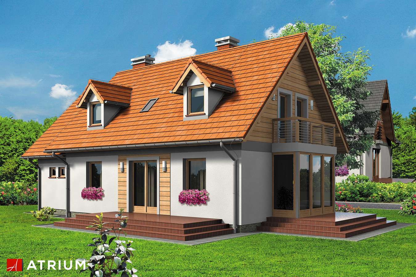 Projekty domów - Projekt domu z poddaszem DELFIN - wizualizacja 2 - wersja lustrzana