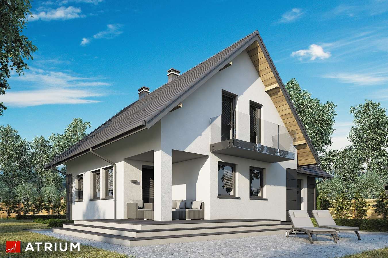 Projekty domów - Projekt domu z poddaszem TOPAZ - wizualizacja 2 - wersja lustrzana