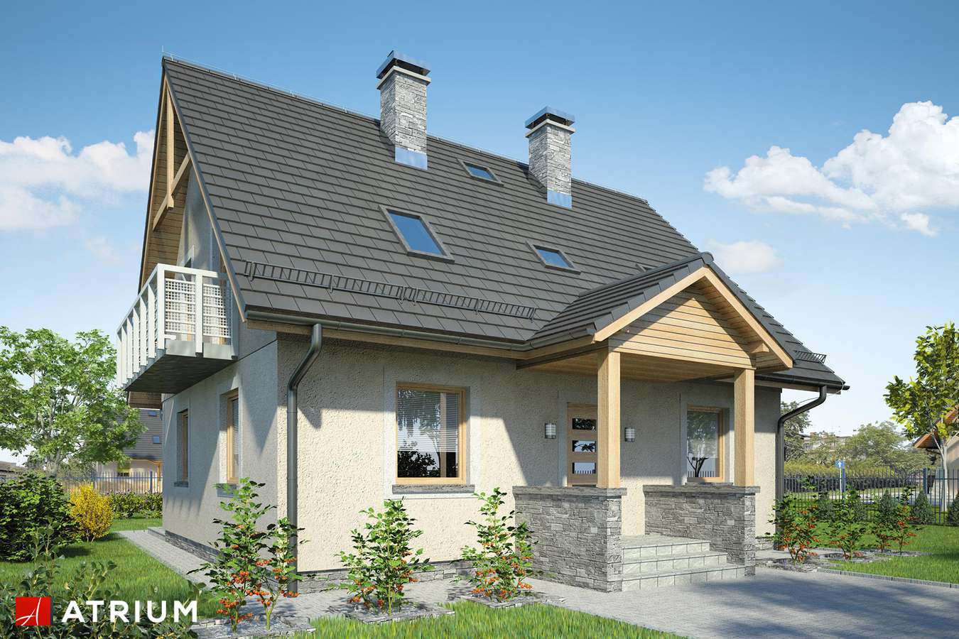 Projekty domów - Projekt domu z poddaszem SłODKA ZOSIA BIS - wizualizacja 1 - wersja lustrzana