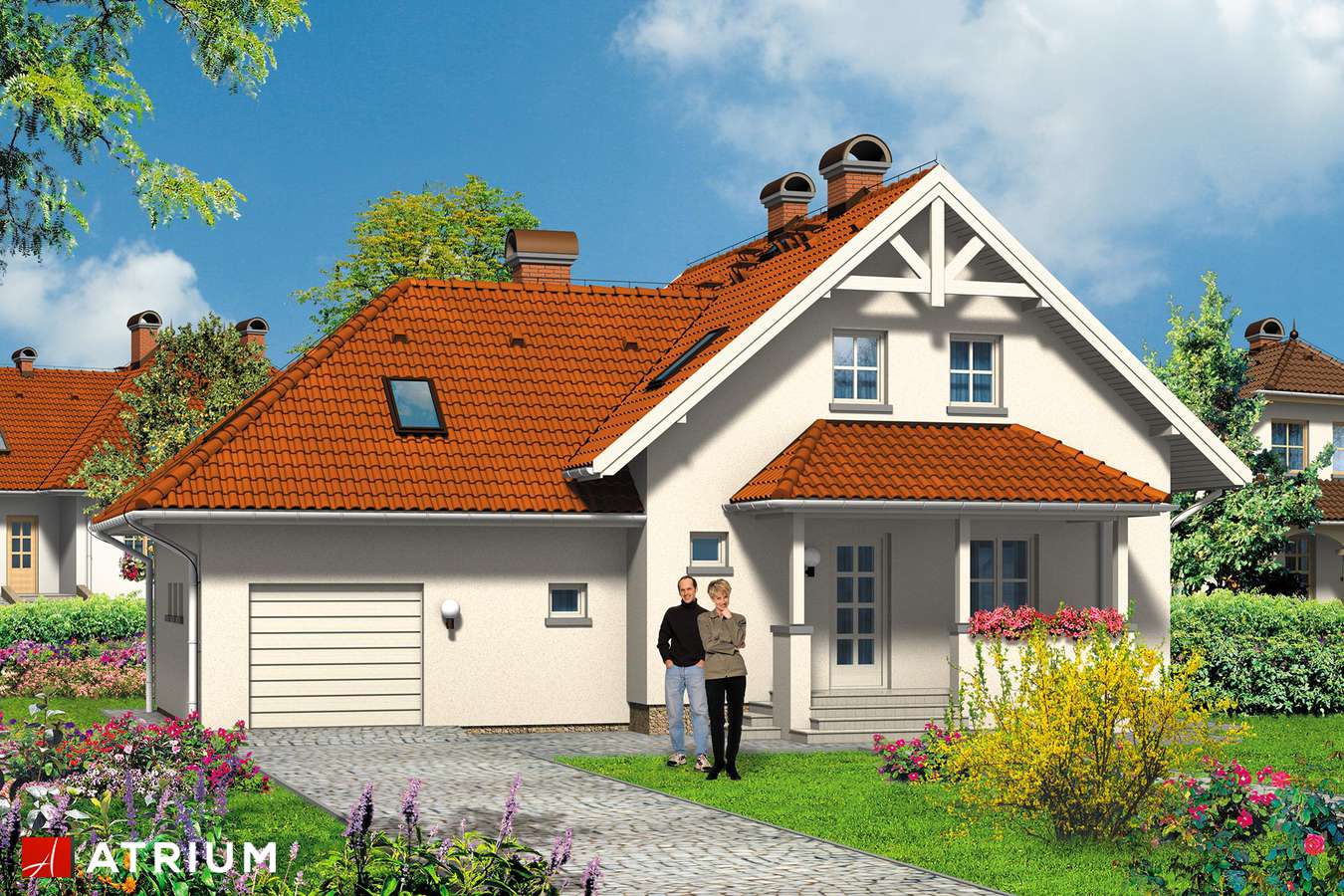Projekty domów - Projekt domu z poddaszem MOTTO PLUS - wizualizacja 1 - wersja lustrzana