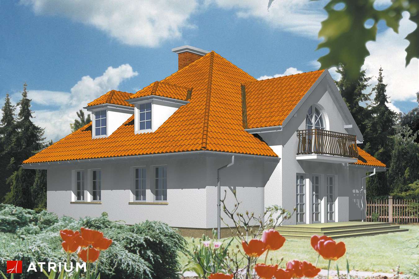 Projekty domów - Projekt domu z poddaszem PAMELA - wizualizacja 1 - wersja lustrzana