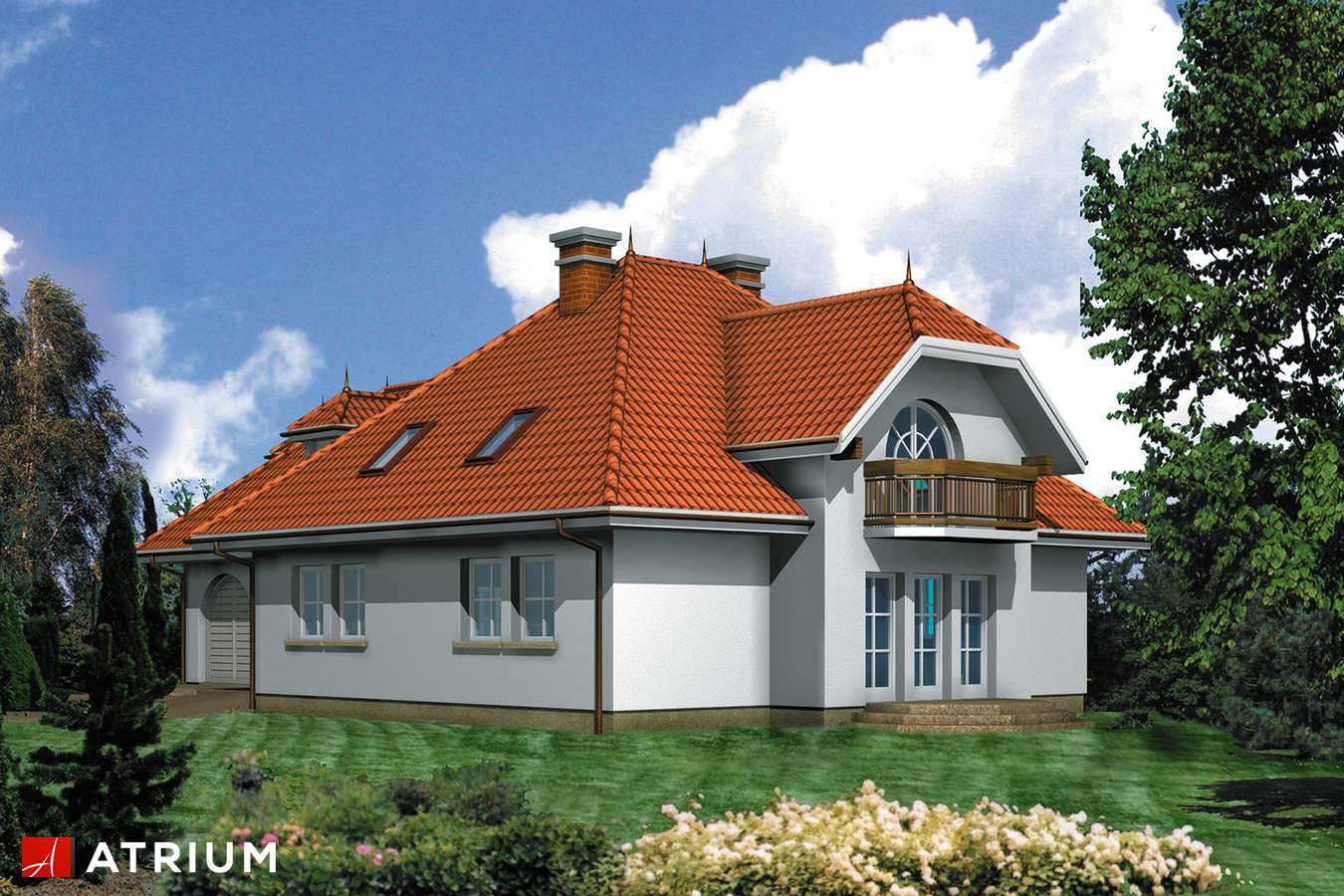 Projekty domów - Projekt domu z poddaszem REX - wizualizacja 1 - wersja lustrzana
