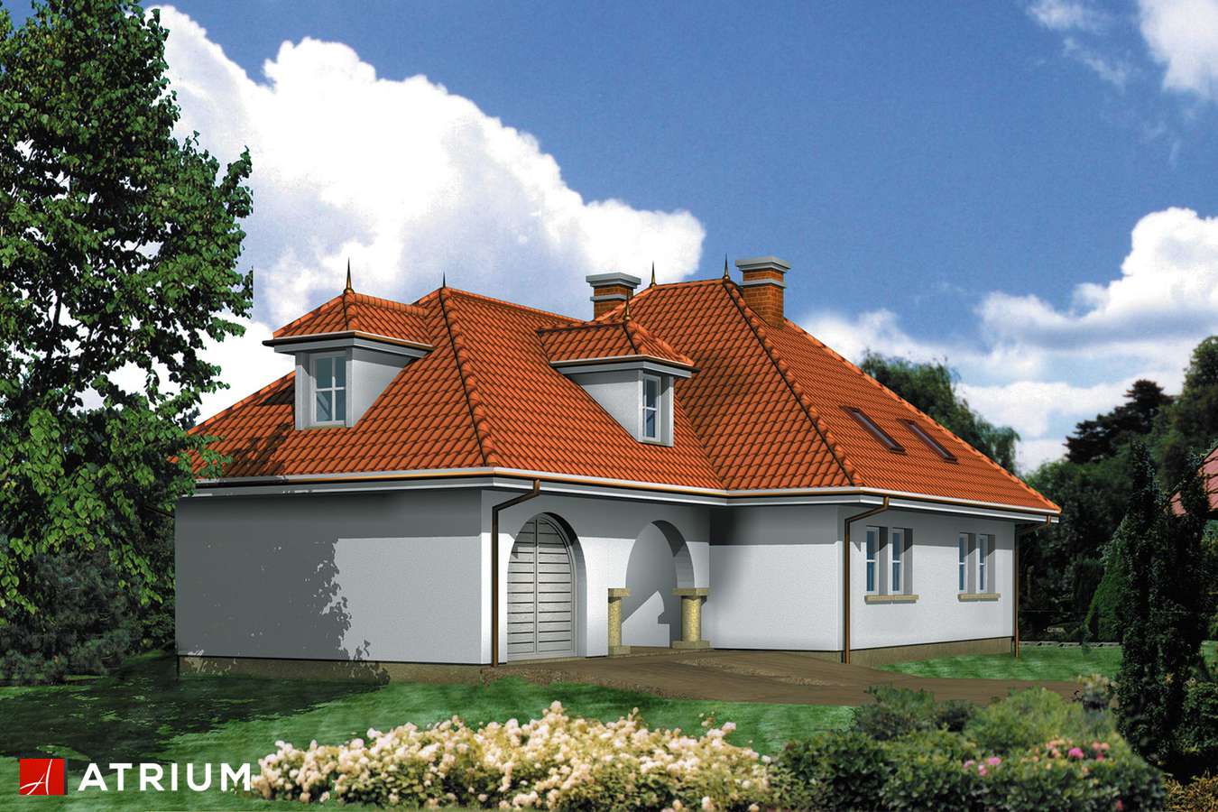 Projekty domów - Projekt domu z poddaszem REX - wizualizacja 2 - wersja lustrzana