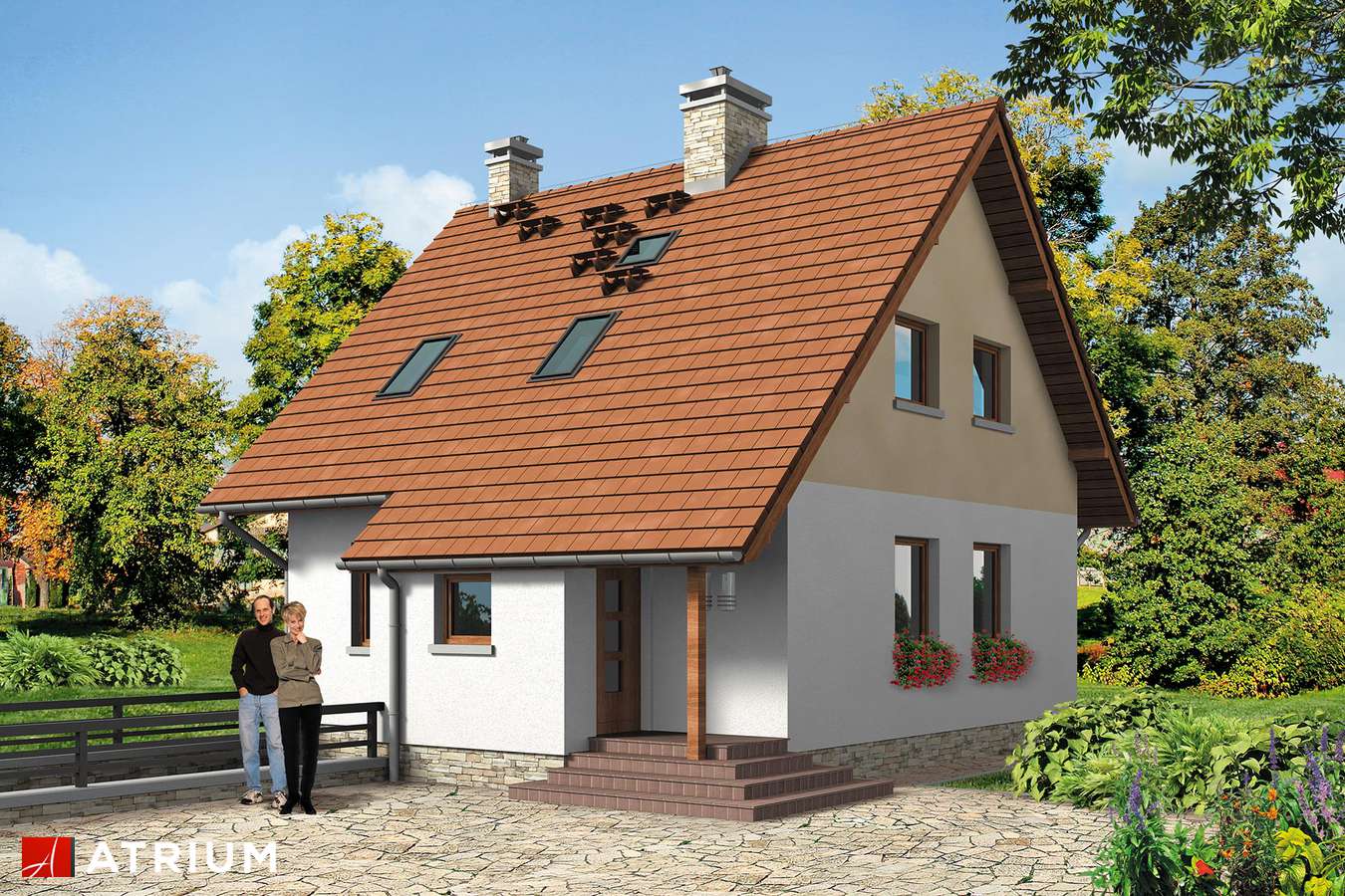 Projekty domów - Projekt domu z poddaszem KAROLEK - wizualizacja 1 - wersja lustrzana