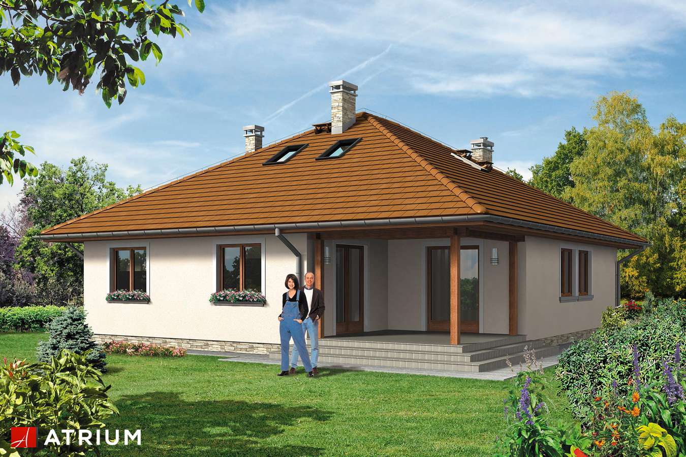 Projekty domów - Projekt domu z poddaszem FAKTOR PLUS BIS - wizualizacja 2 - wersja lustrzana