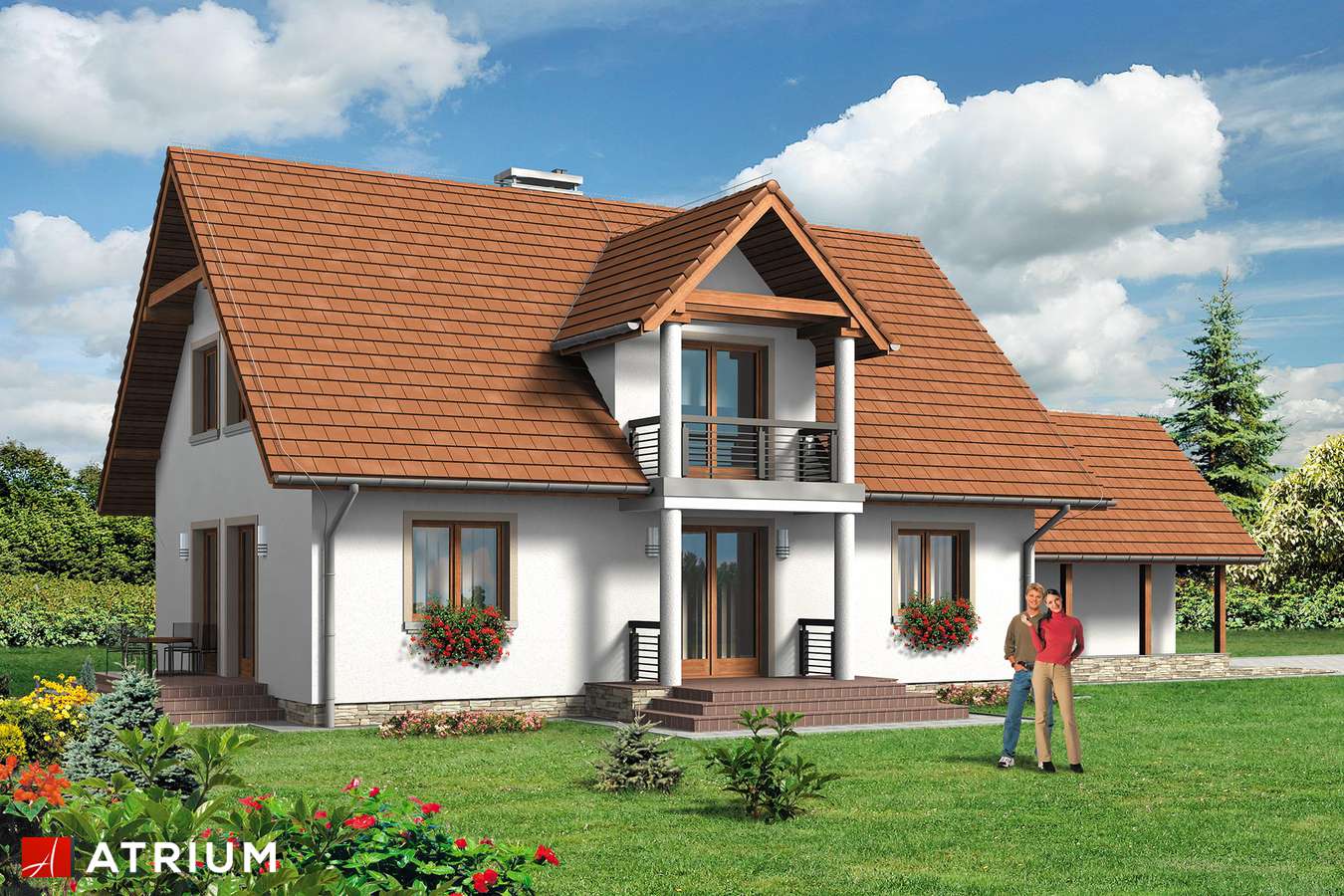 Projekty domów - Projekt domu z poddaszem RUMIANEK BIS - wizualizacja 2 - wersja lustrzana