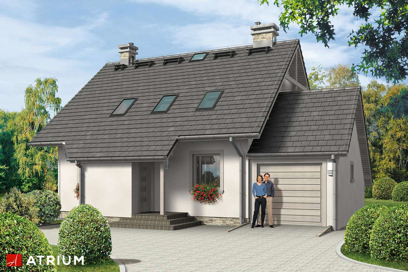 Projekty domów - Projekt domu z poddaszem MIKOłAJ BIS - wizualizacja 1 - wersja lustrzana