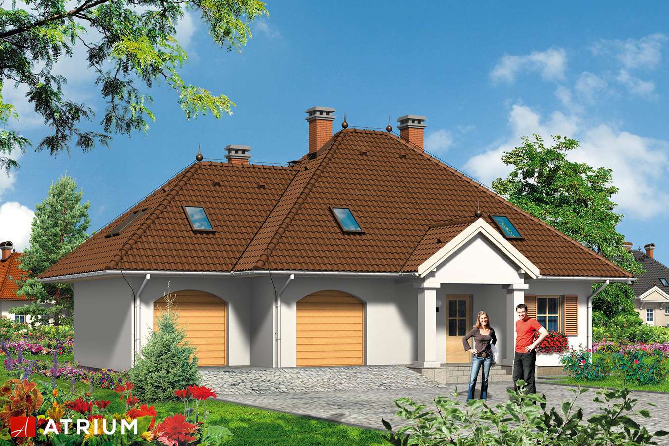 Projekty domów - Projekt domu z poddaszem BIAłY DOM - wizualizacja 2 - wersja lustrzana