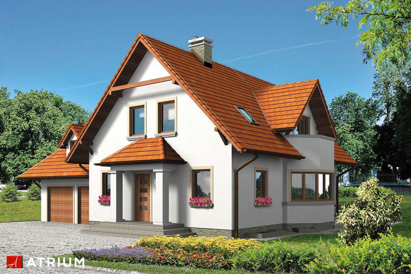 Projekty domów - Projekt domu z poddaszem FINEZJA BIS - wizualizacja 1 - wersja lustrzana