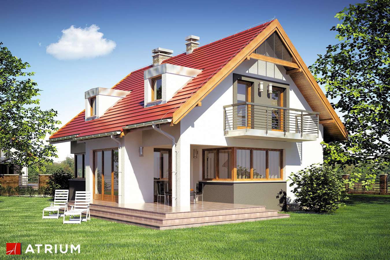 Projekty domów - Projekt domu z poddaszem SZERYL - wizualizacja 2 - wersja lustrzana