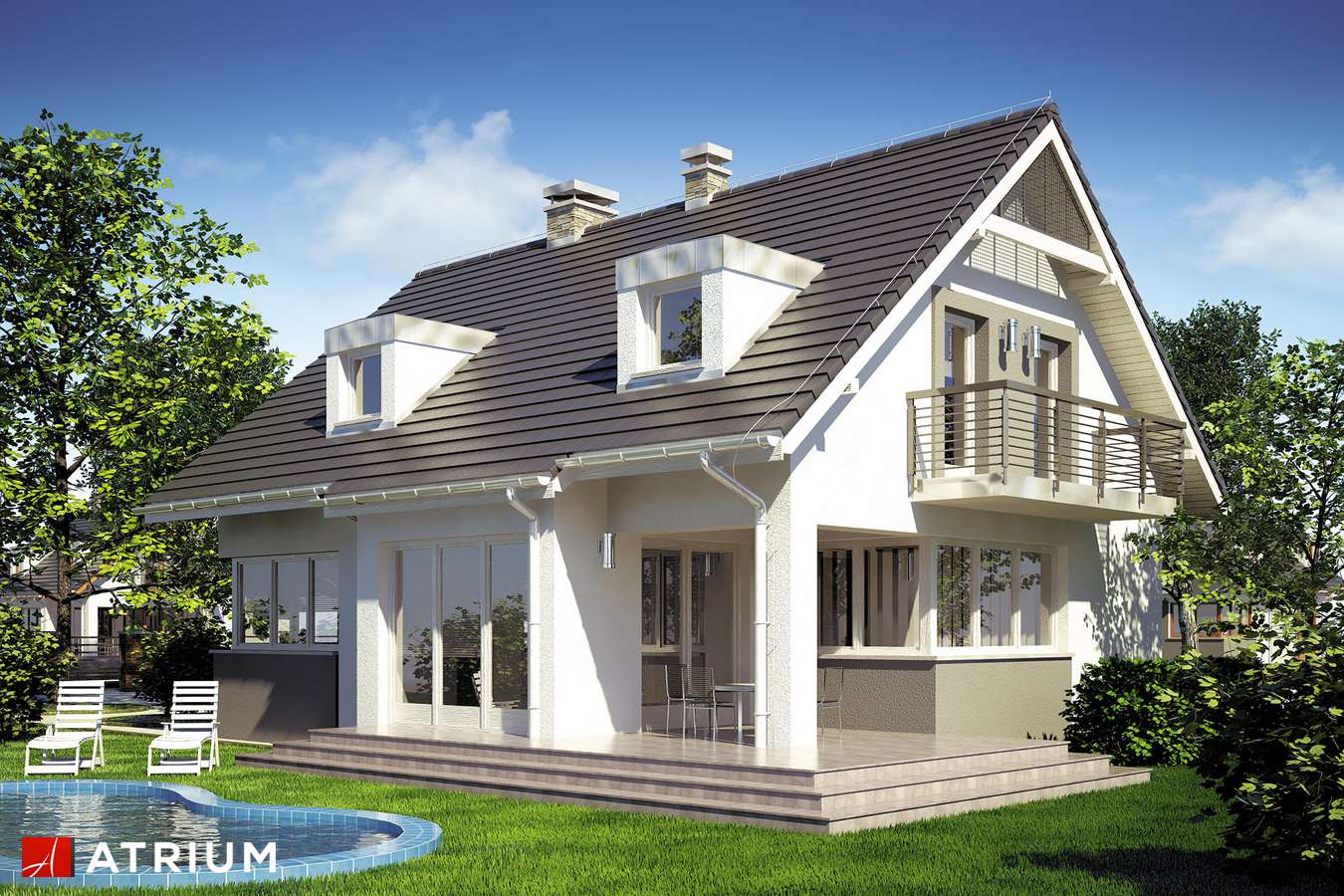 Projekty domów - Projekt domu z poddaszem EKSPERT II - wizualizacja 2 - wersja lustrzana