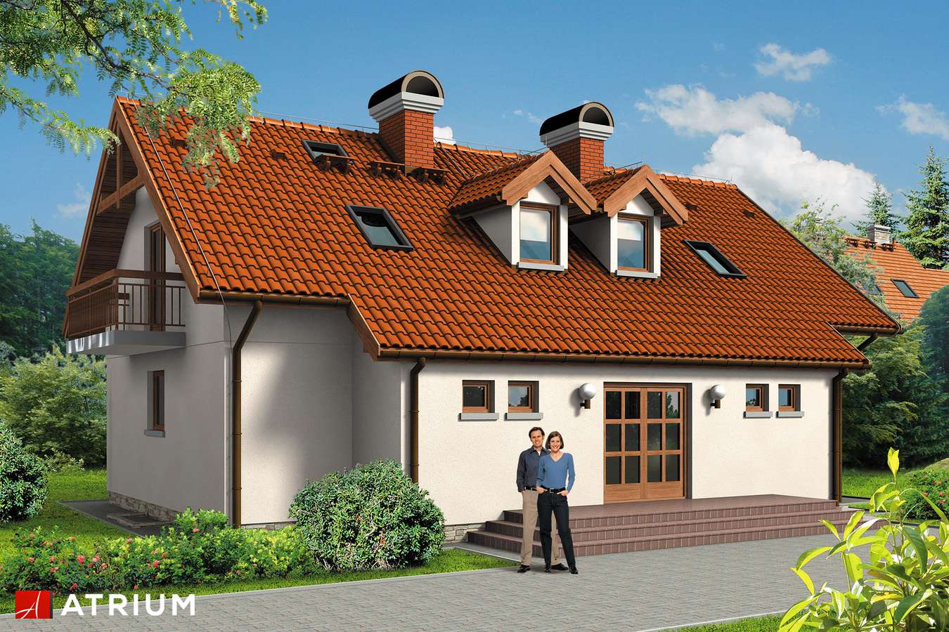 Projekty domów - Projekt domu z poddaszem DWOJACZEK II - wizualizacja 1 - wersja lustrzana