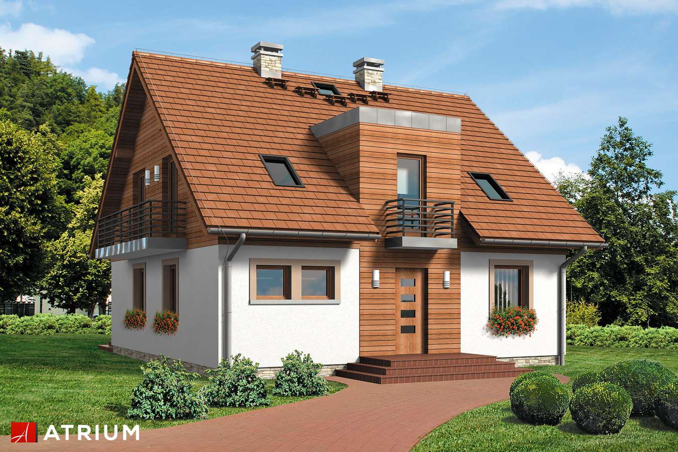 Projekty domów - Projekt domu z poddaszem TULIPAN - wizualizacja 1 - wersja lustrzana