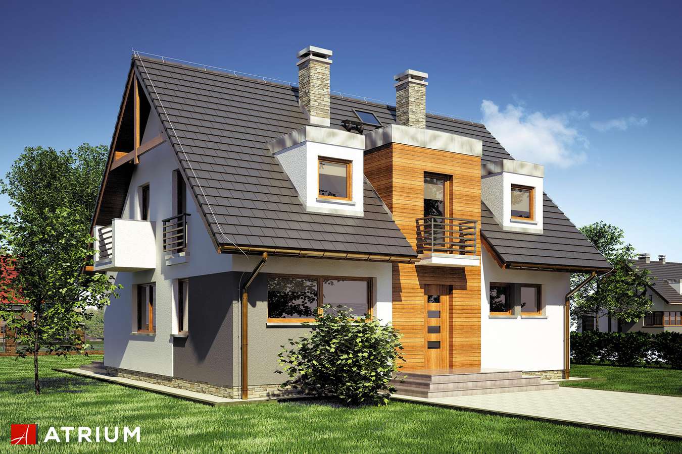 Projekty domów - Projekt domu z poddaszem DIANA - wizualizacja 1 - wersja lustrzana