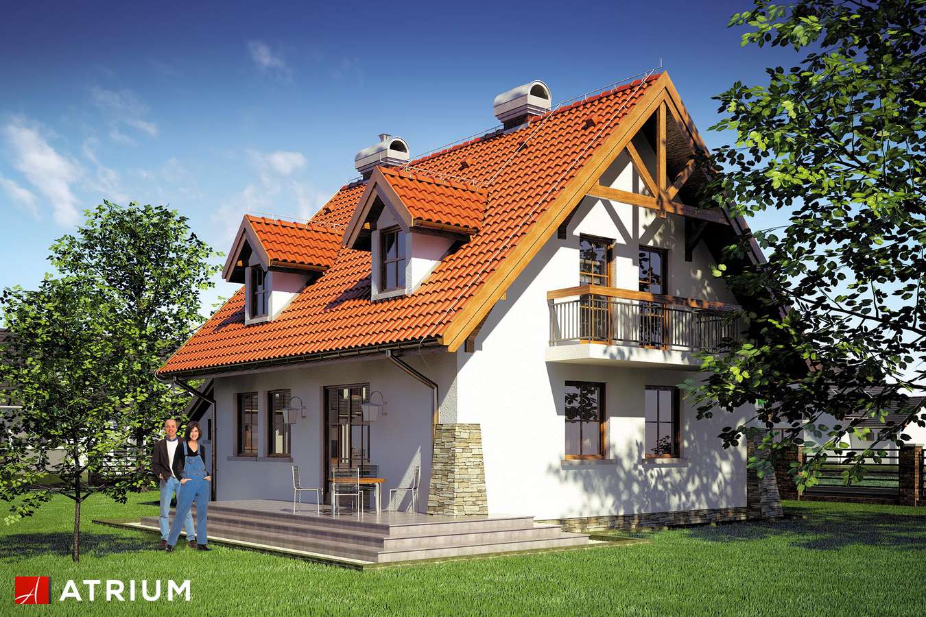 Projekty domów - Projekt domu z poddaszem GLORIA - wizualizacja 2 - wersja lustrzana