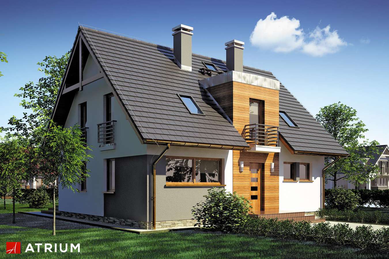 Projekty domów - Projekt domu z poddaszem LIWIA - wizualizacja 1 - wersja lustrzana