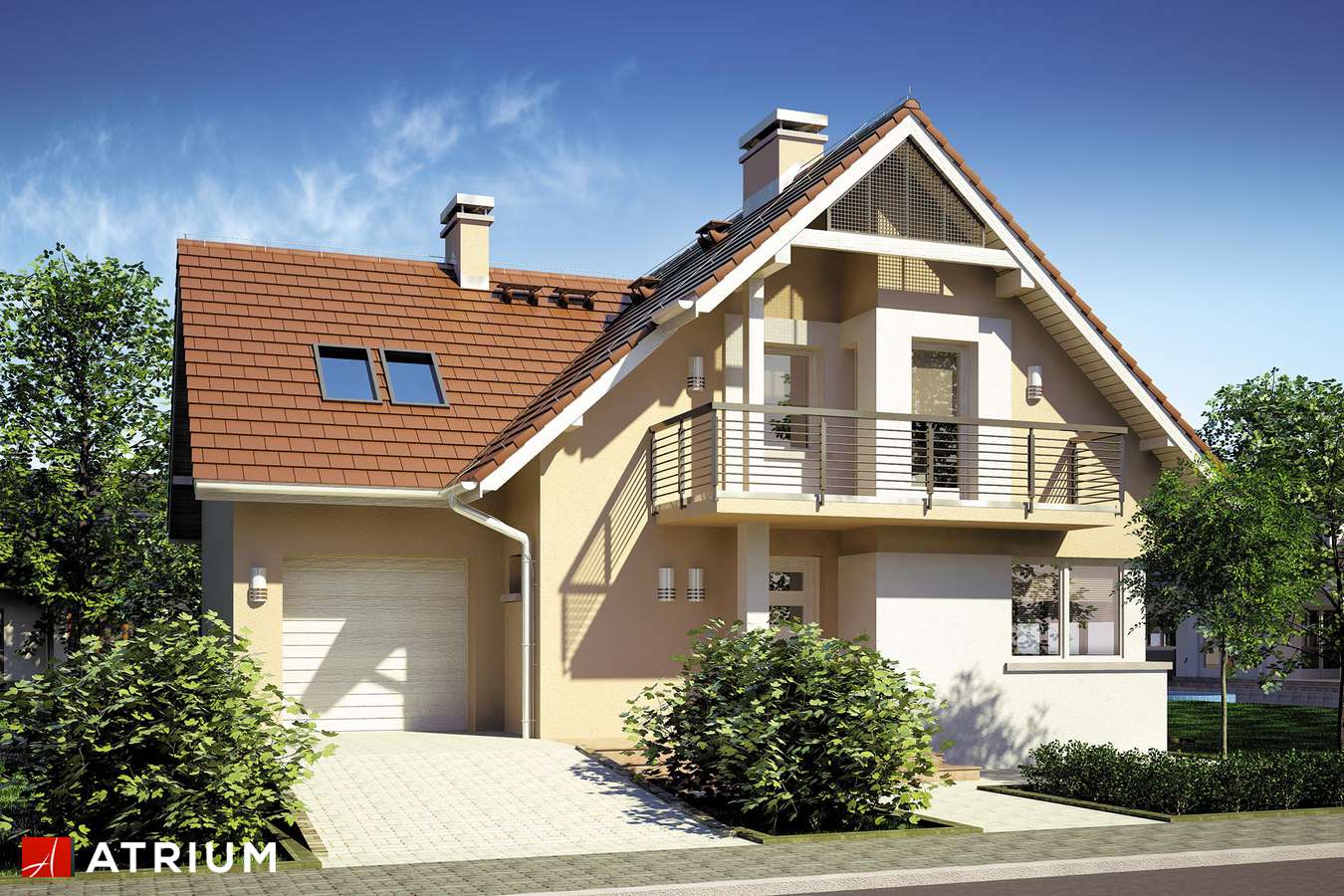 Projekty domów - Projekt domu z poddaszem FORTUNA II - wizualizacja 1 - wersja lustrzana