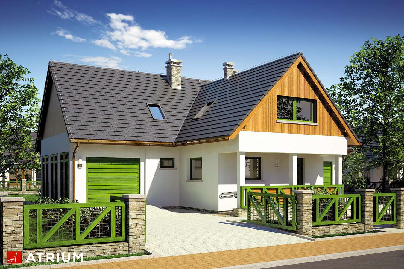Projekty domów - Projekt domu z poddaszem KORAB - wizualizacja 1 - wersja lustrzana