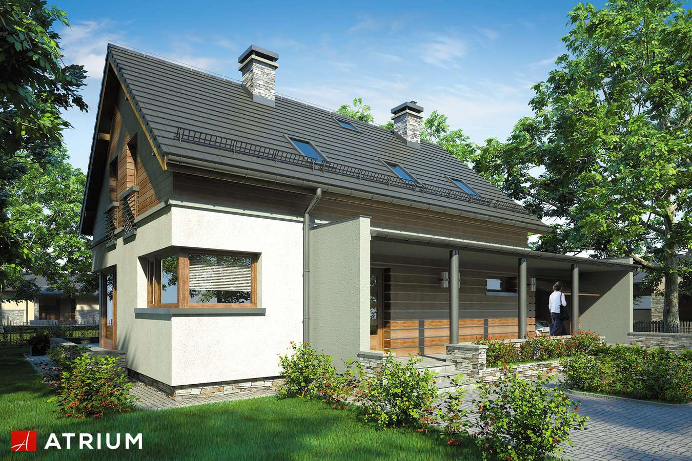 Projekty domów - Projekt domu z poddaszem SAMBA - wizualizacja 1 - wersja lustrzana