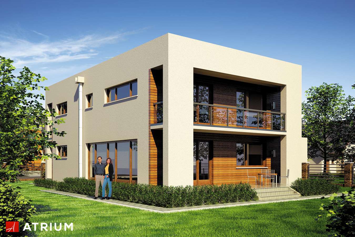 Projekty domów - Projekt domu piętrowego RAMABOX II - wizualizacja 2 - wersja lustrzana