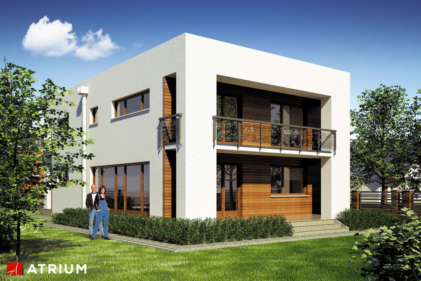 Projekty domów - Projekt domu piętrowego RAMABOX - wizualizacja 1 - wersja lustrzana