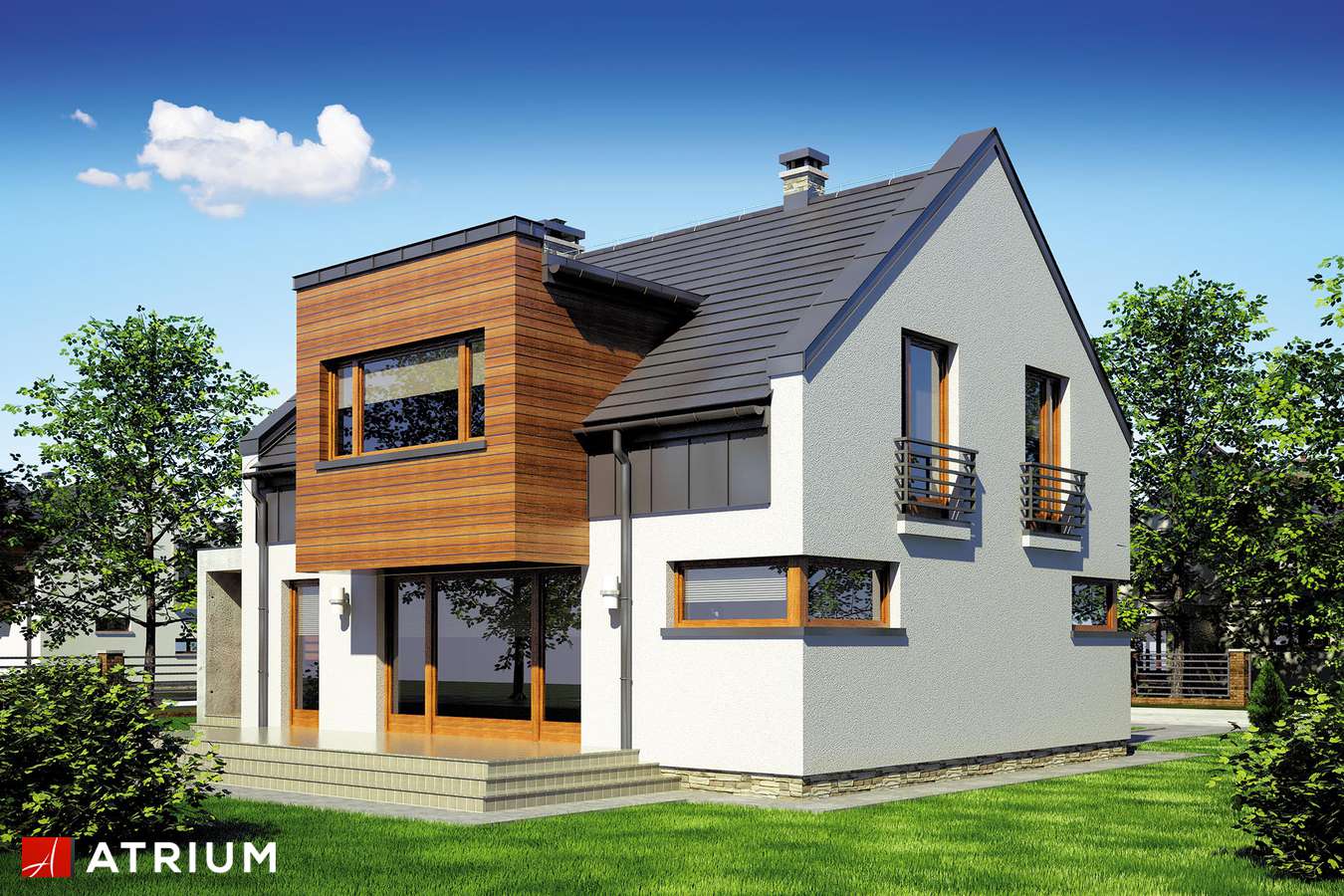 Projekty domów - Projekt domu z poddaszem GOLF II - wizualizacja 2 - wersja lustrzana