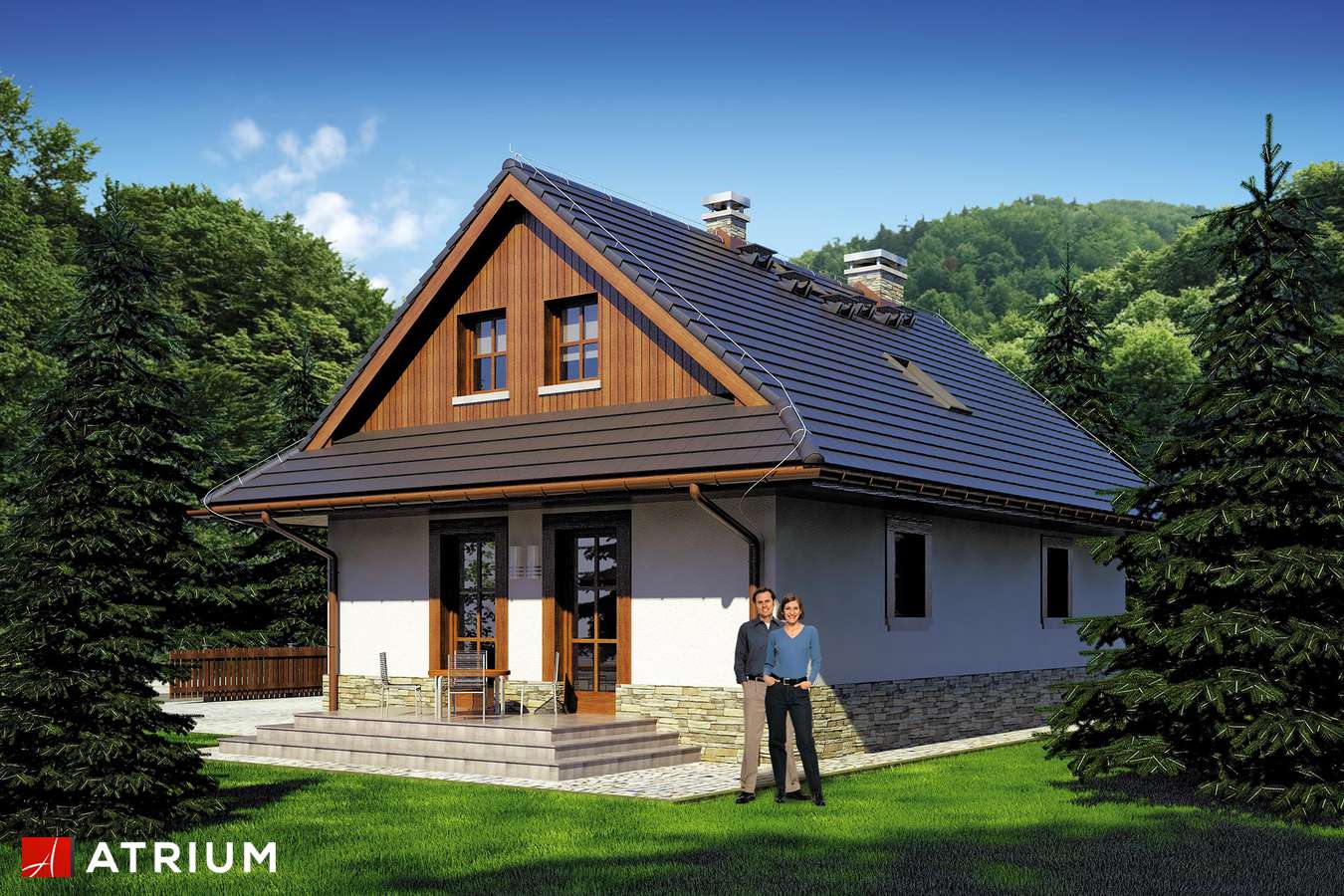 Projekty domów - Projekt domu z poddaszem BACóWKA - wizualizacja 2 - wersja lustrzana