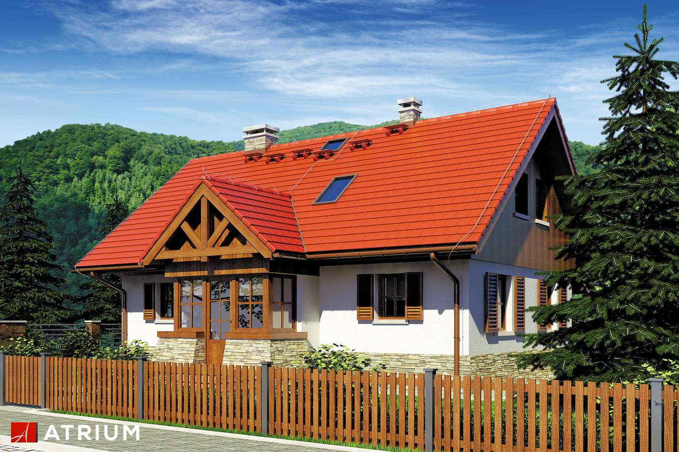 Projekty domów - Projekt domu z poddaszem U GAZDY - wizualizacja 1 - wersja lustrzana
