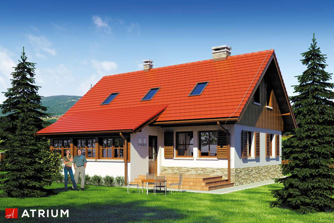 Projekty domów - Projekt domu z poddaszem U GAZDY - wizualizacja 2 - wersja lustrzana