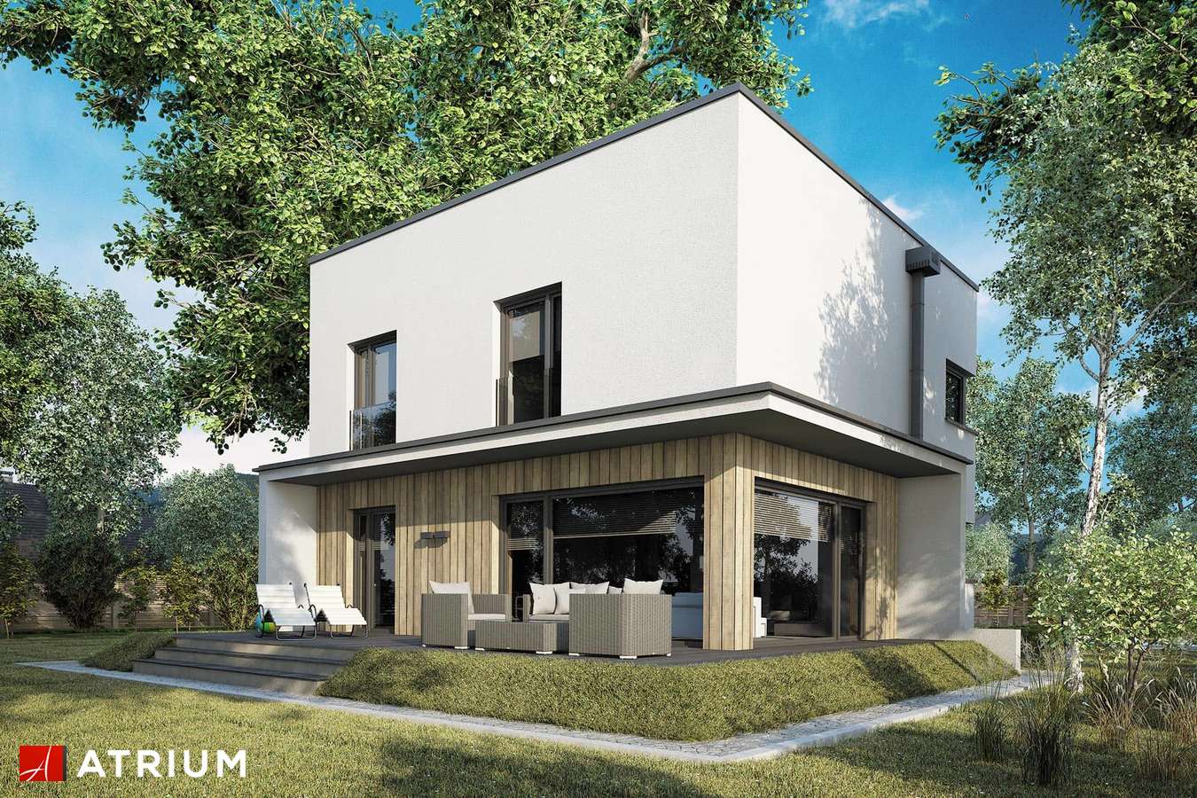 Projekty domów - Projekt domu piętrowego PICCOLO - wizualizacja 2 - wersja lustrzana