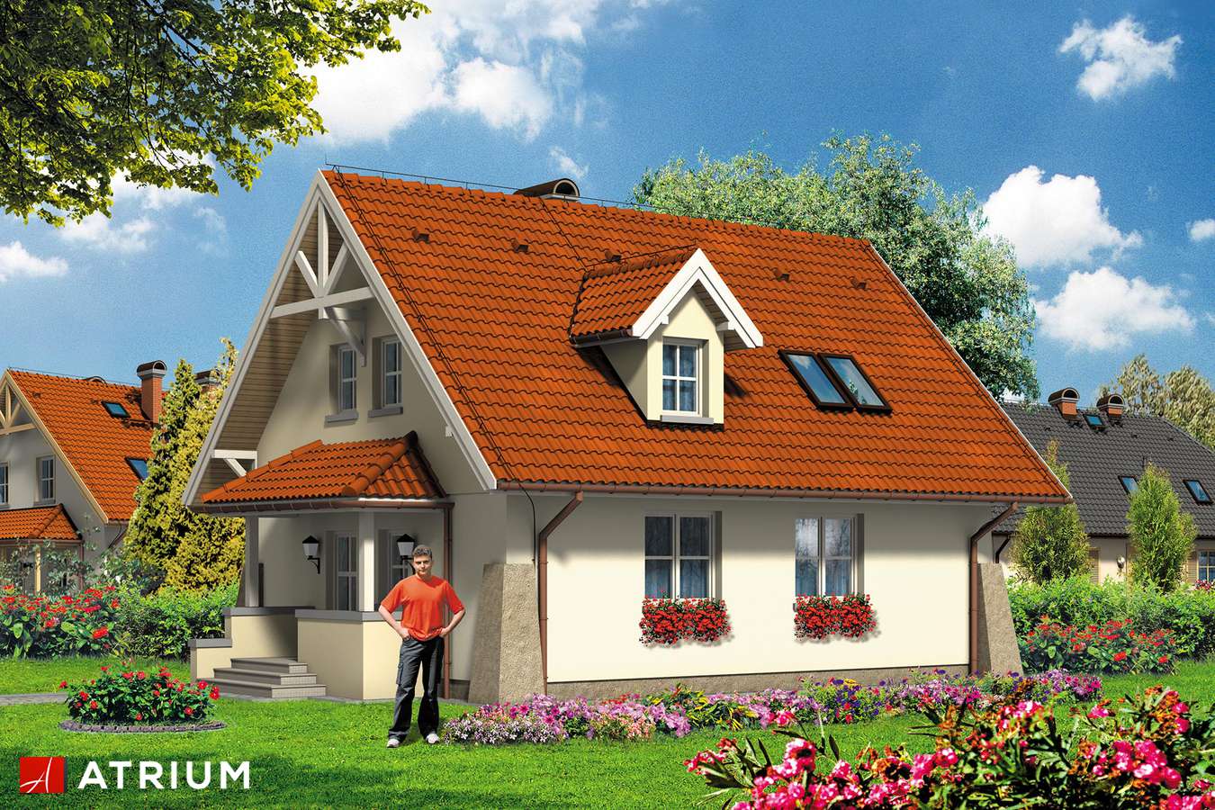 Projekty domów - Projekt domu z poddaszem MIłOSZ - wizualizacja 2 - wersja lustrzana