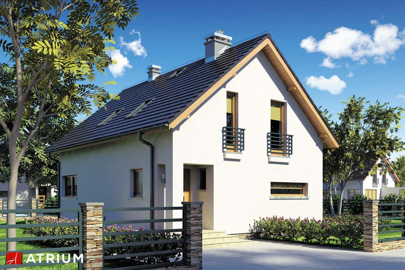 Projekty domów - Projekt domu z poddaszem WEGA - wizualizacja 2 - wersja lustrzana