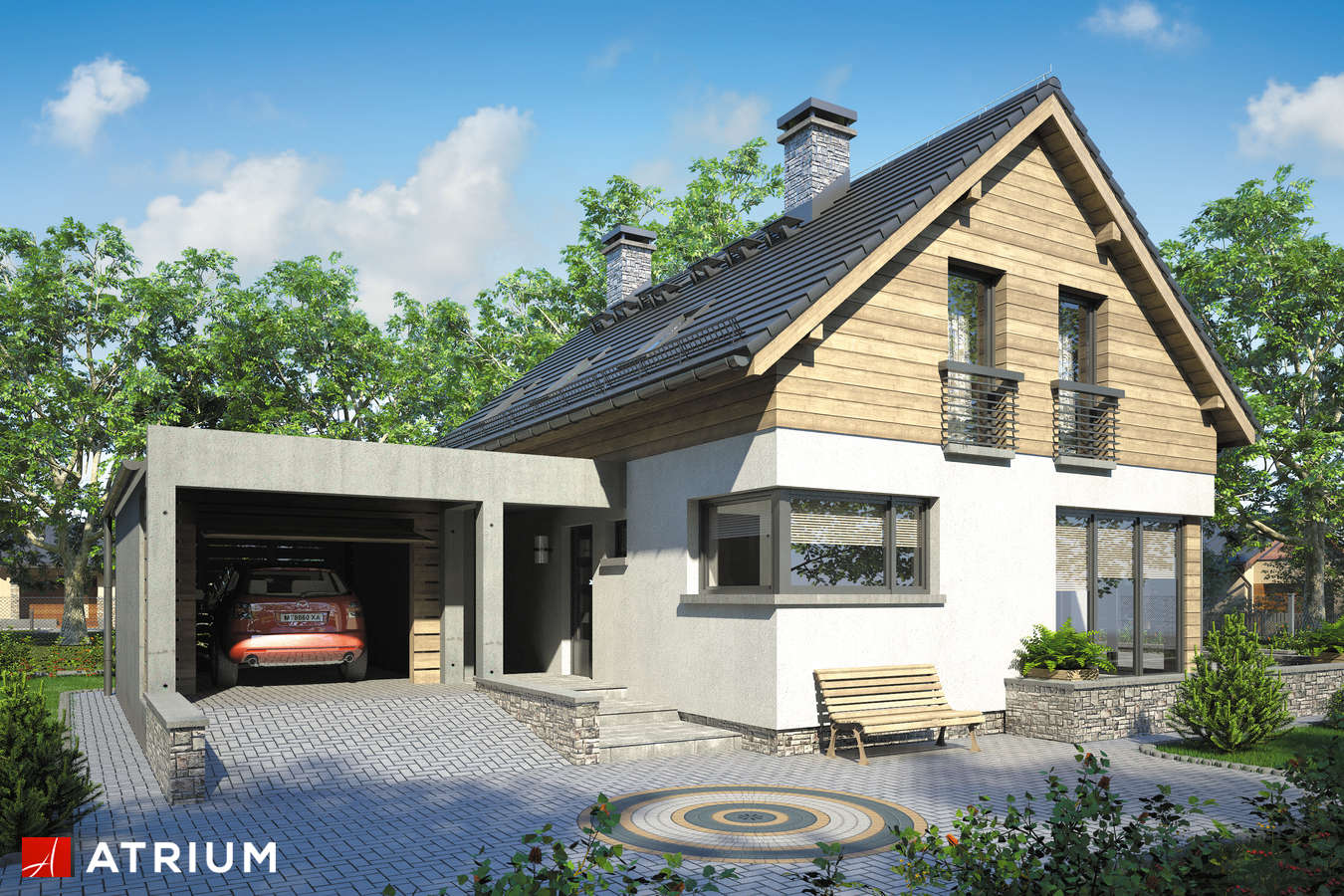 Projekty domów - Projekt domu z poddaszem SAMBA II - wizualizacja 1 - wersja lustrzana