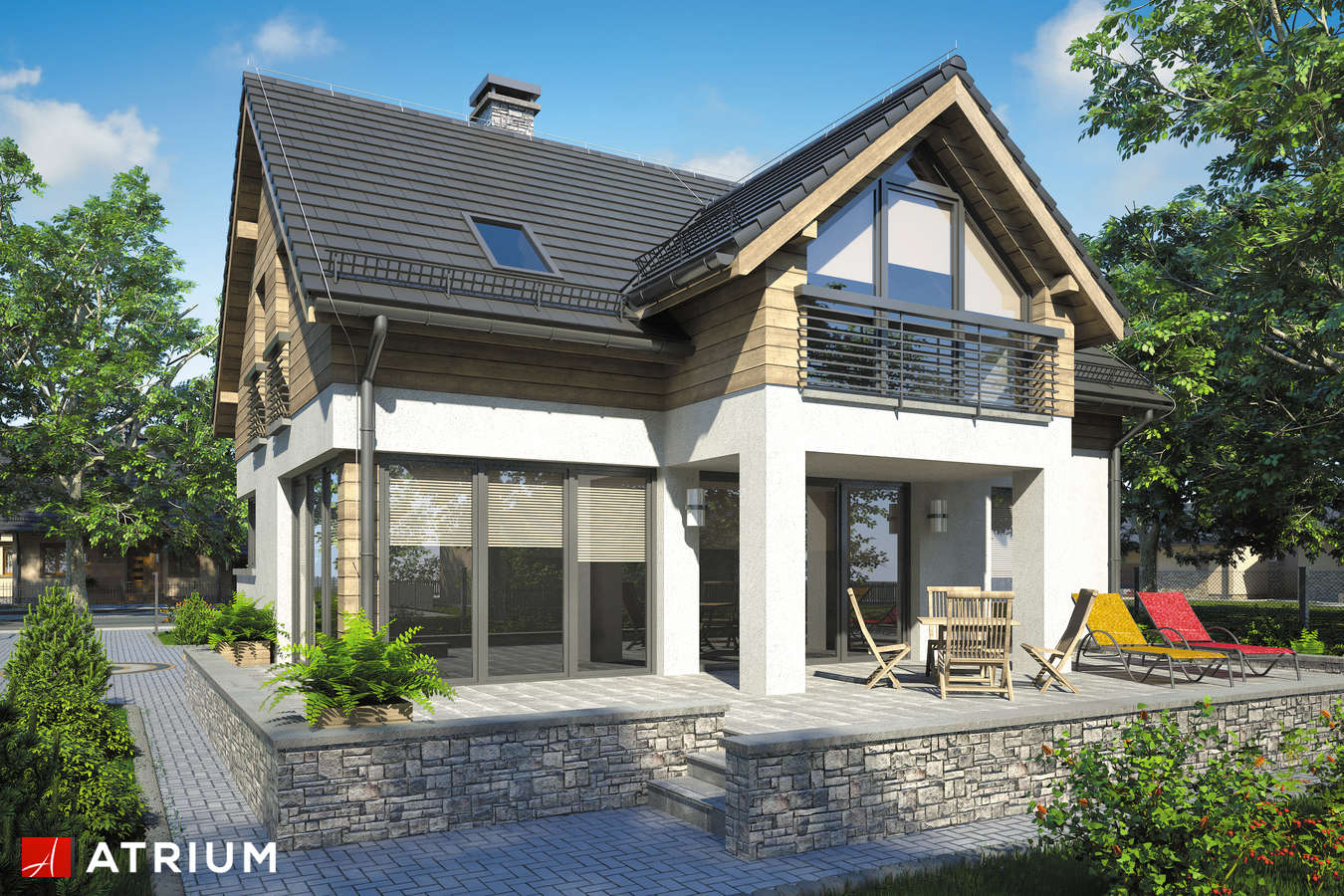 Projekty domów - Projekt domu z poddaszem SAMBA II - wizualizacja 2 - wersja lustrzana