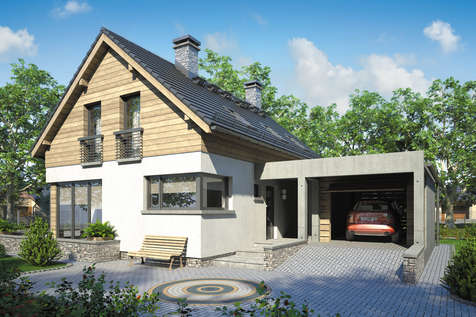 Projekt domu z poddaszem SAMBA II - wizualizacja 1
