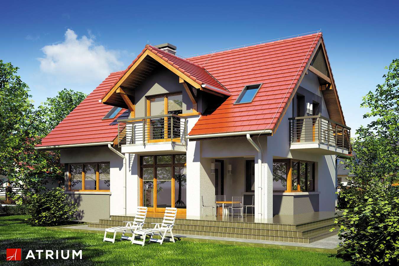 Projekty domów - Projekt domu z poddaszem FORTUNA III - wizualizacja 2 - wersja lustrzana