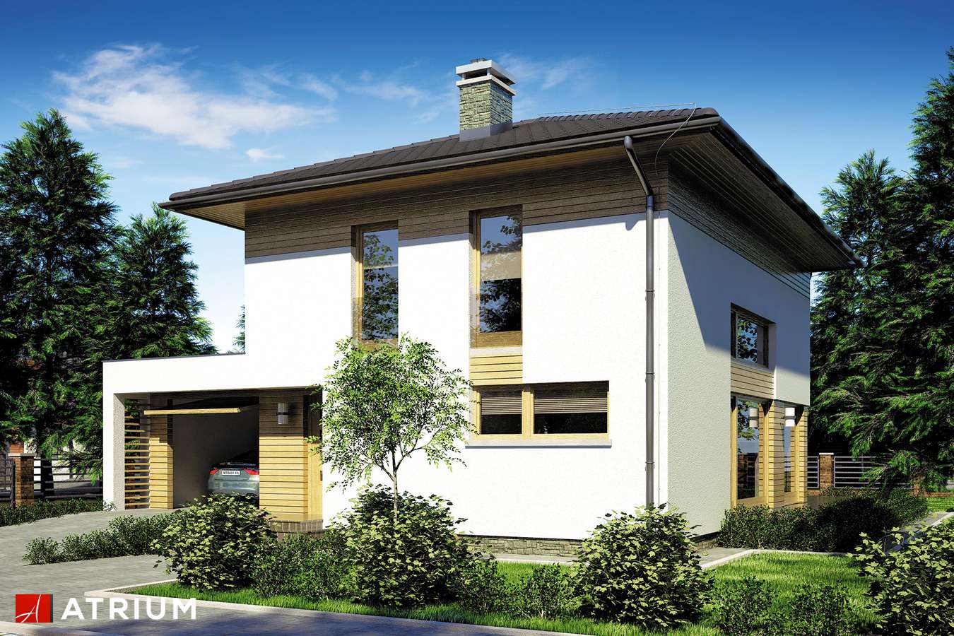 Projekty domów - Projekt domu piętrowego MILANO II - wizualizacja 1 - wersja lustrzana