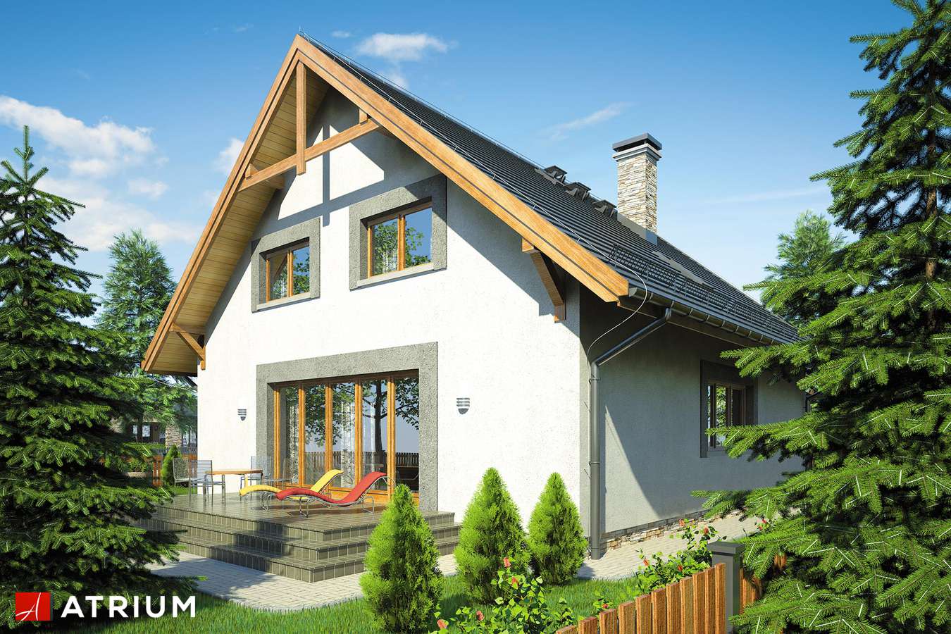 Projekty domów - Projekt domu z poddaszem KAMIL - wizualizacja 2 - wersja lustrzana