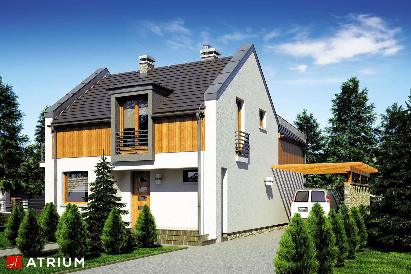 Projekty domów - Projekt domu z poddaszem PASKAL - wizualizacja 1 - wersja lustrzana