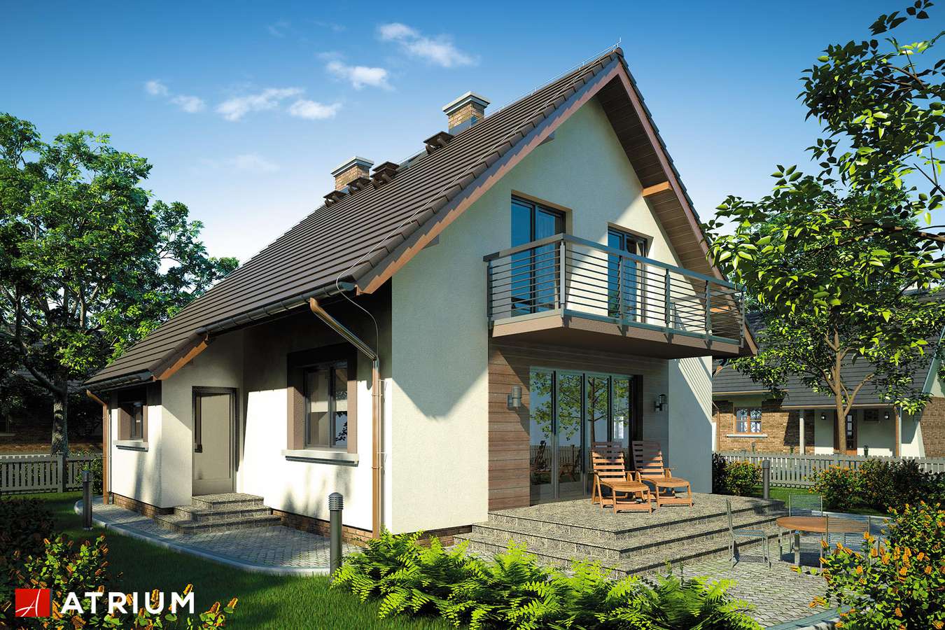 Projekty domów - Projekt domu z poddaszem VESTINA - wizualizacja 2 - wersja lustrzana