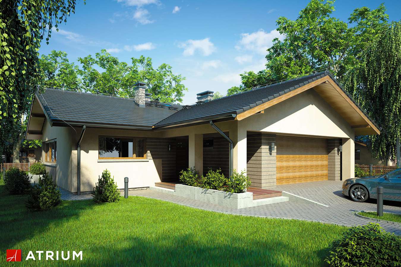 Projekty domów - Projekt domu parterowego OSTOJA IV - wizualizacja 1 - wersja lustrzana