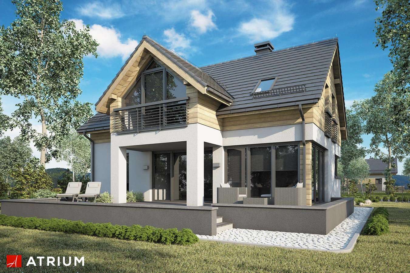 Projekty domów - Projekt domu z poddaszem SAMBA III - wizualizacja 2 - wersja lustrzana