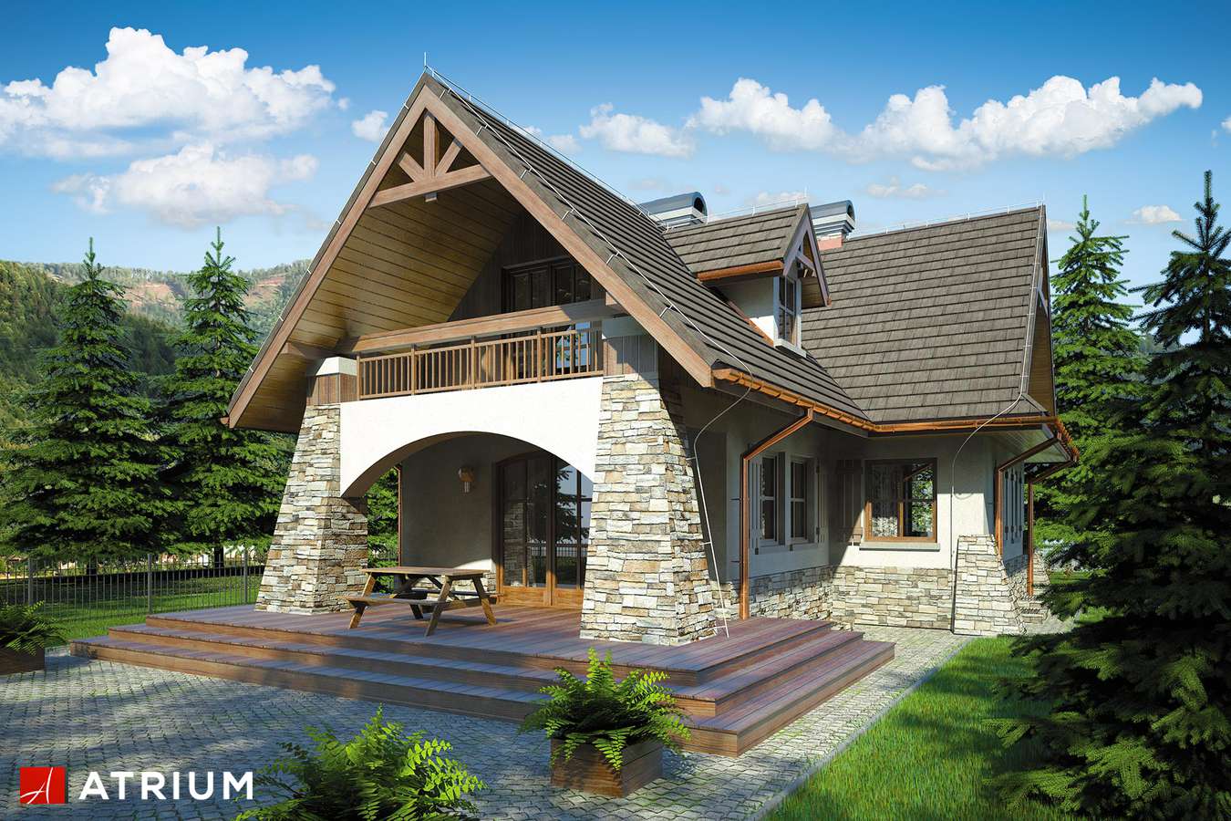 Projekty domów - Projekt domu z poddaszem ONDRASZEK II - wizualizacja 2 - wersja lustrzana