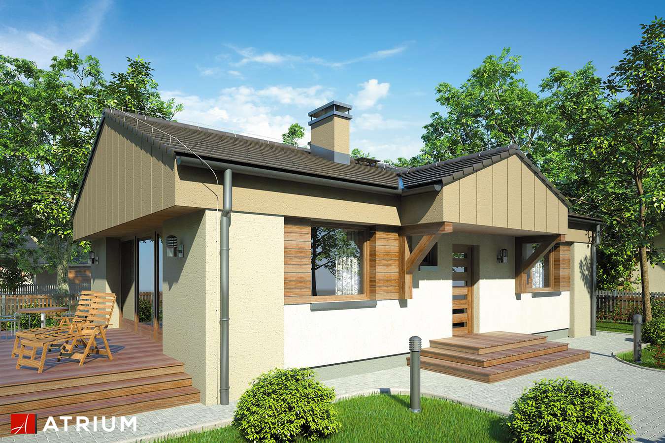 Projekty domów - Projekt domu parterowego VIRGO II - wizualizacja 1 - wersja lustrzana