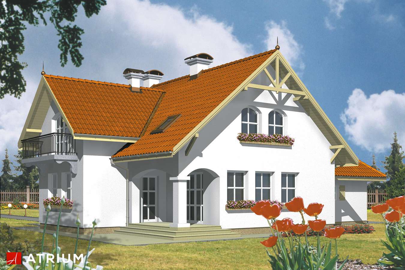Projekty domów - Projekt domu z poddaszem AMBASADOR - wizualizacja 2 - wersja lustrzana